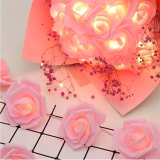LED lyskæde med lyserød roser